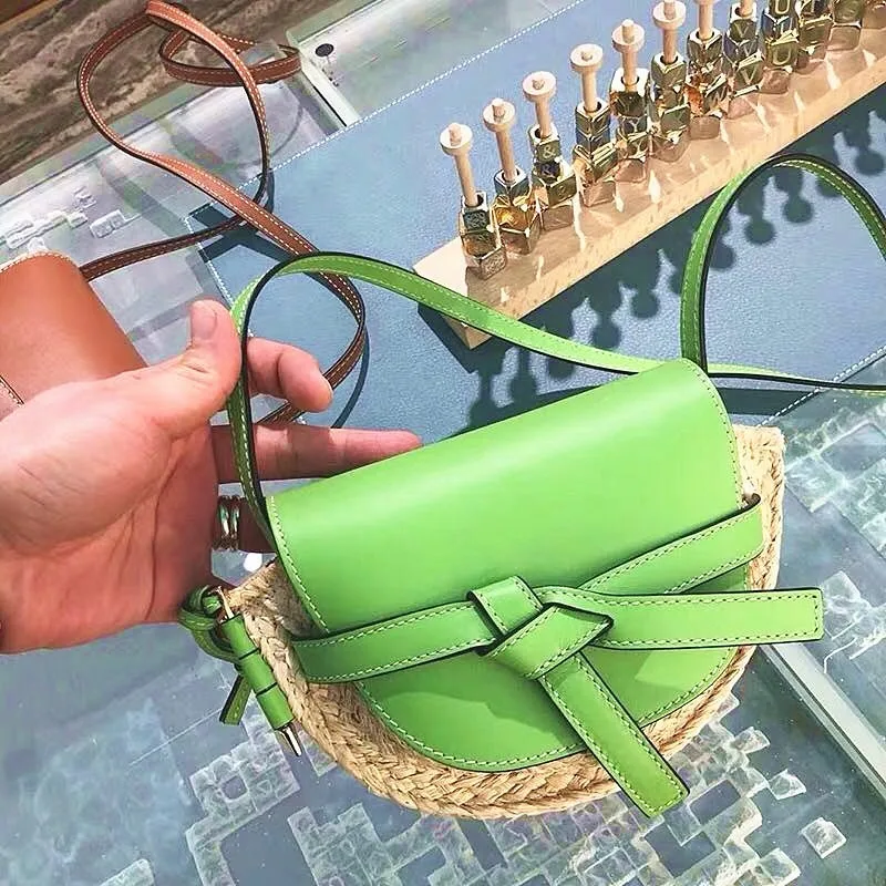 

Raffia Cover Straw Bag Shoulder Woven Bag Beach PU Leather Crossbody Bags for Women 2020 Luxury Handbags Designer Female