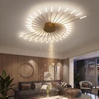 Светодиодный ные потолочные светильники для гостиной, комнатное освещение, современная люстра для спальни, 2021 Люстра для ванной, кухни, золотой фейерверк, кольцевая лампа