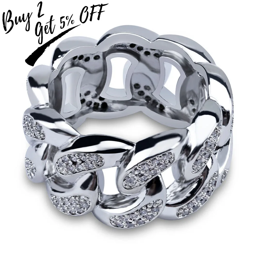 Мужское кольцо TOPGRILLZ из кубинской цепи Ювелирное Украшение в стиле хип хоп