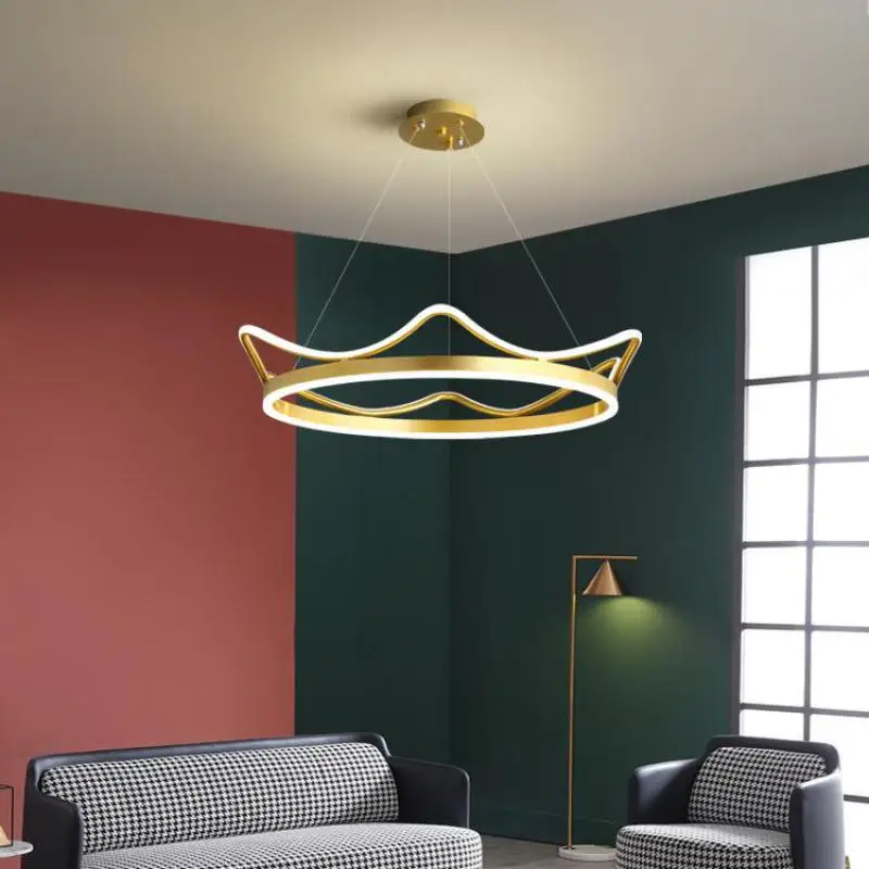 

Modern led crown pendant lamp Aluminum led Crown Light silicon pendant light Living Room wedding Led strip suspension luminaire