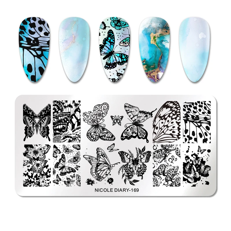 Трафареты для стемпинга NICOLE DIARY леопардовые бабочки тигр ногтей | Красота и