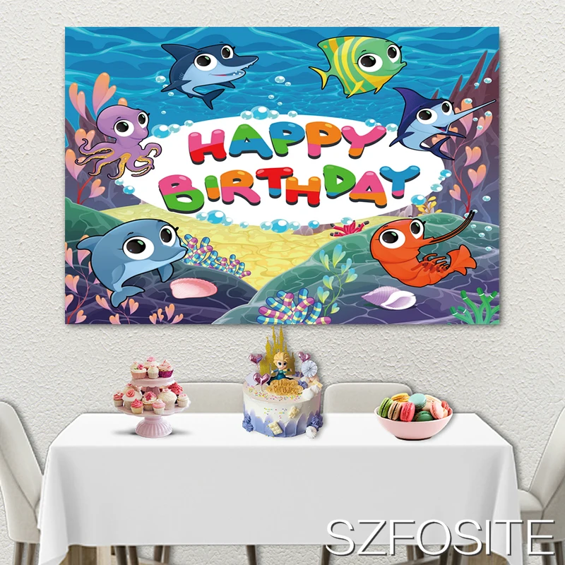 Забавный рисунок &quotАкула&quot осьминог &quotЛобстер&quot Подводный мир детская