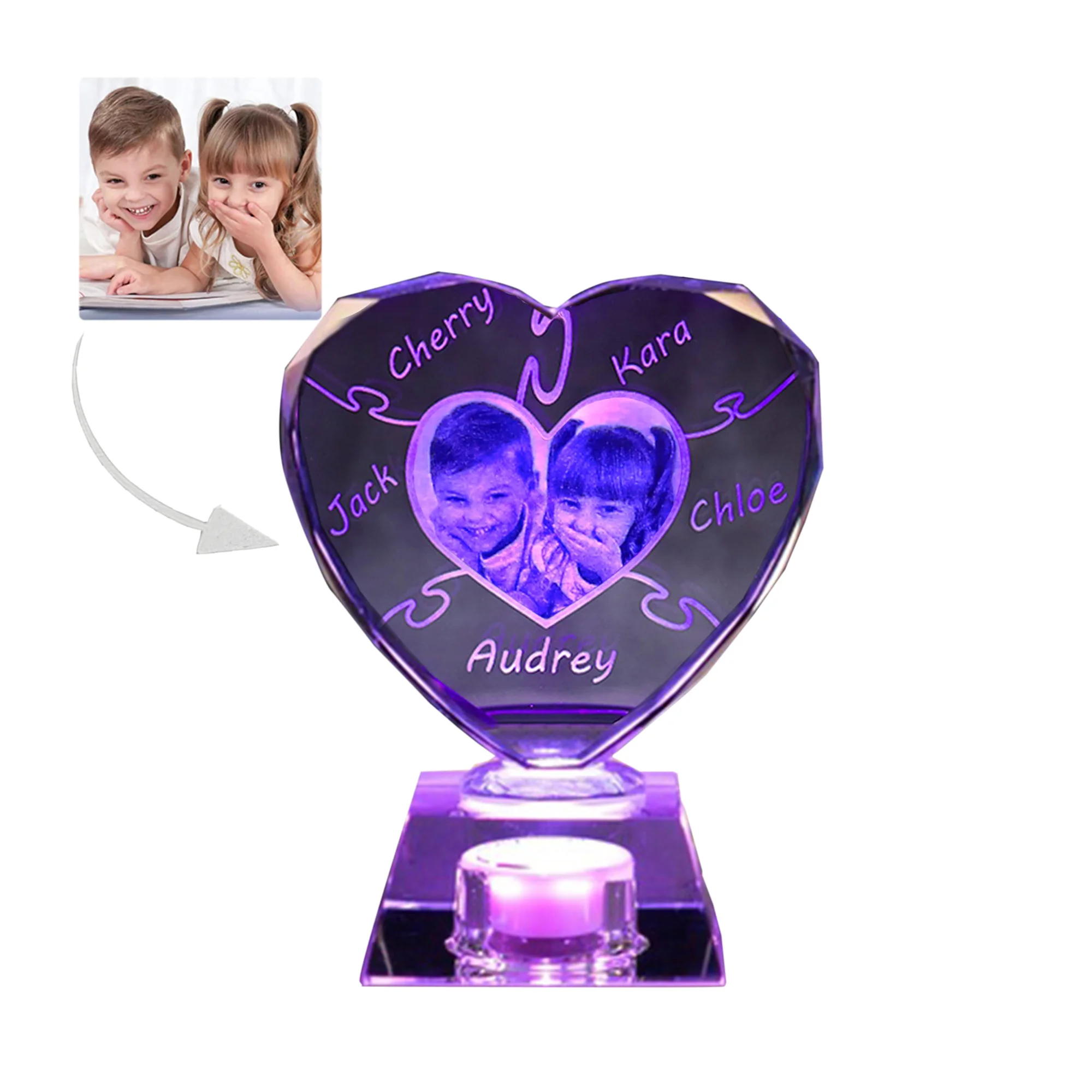 

Персонализированный красочный градиентный Хрустальный пазл фото ночной Светильник под заказ многоименная лампа на День святого Валентина...