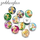 Крылья с колокольчиком Принцессы Диснея, 10 шт., круглые стеклянные заклепки 18 мм для браслетов 18 мм, ювелирные изделия, оптовая продажа