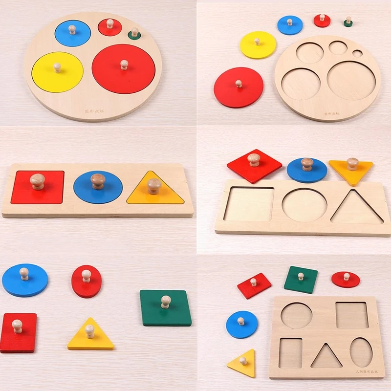 Colorful Geometric Shapes Matching Toys For Children Early Learning Exercise Hands-on Ability Montessori Educational Wooden | Игрушки и