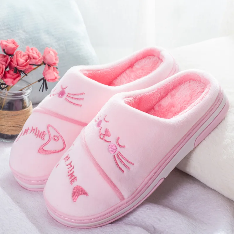 2019 модная обувь женские зимние домашние тапочки теплые шлепанцы с героями