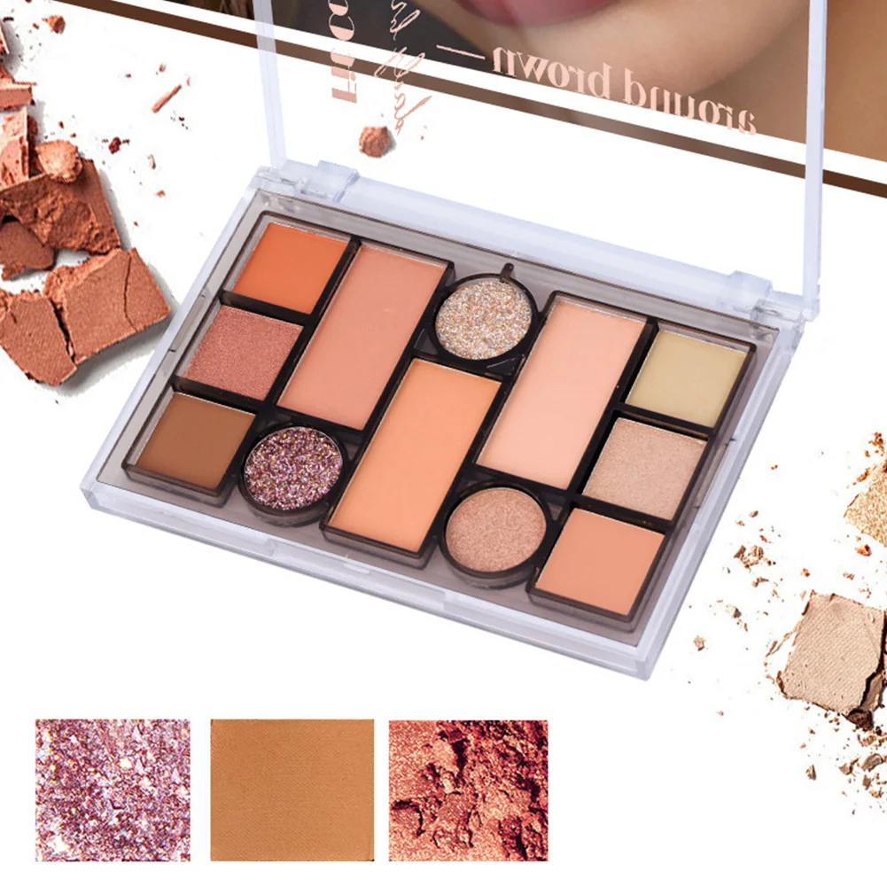 12 Colors Eyeshadow Palette Earthy Pearly Matte Long Lasting makeup set Eye Shadow Blush High Gloss Cosmetics Plate | Красота и