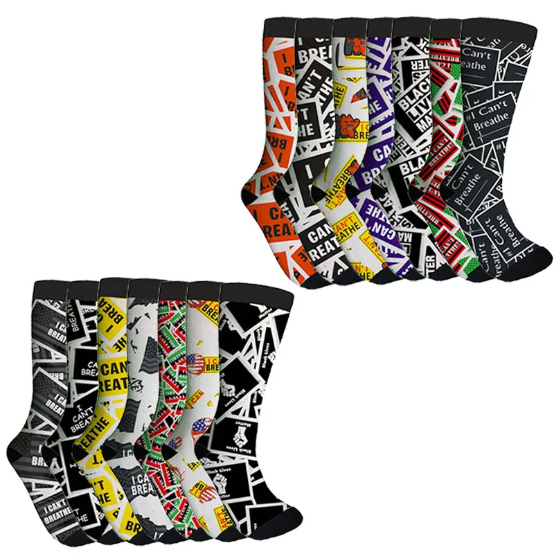 

I Can't Breathe Letter Socks Unisex Print BLACK LIVES MATTER Socks Men Adult Hip Hop Skateboard Calcetines Hombre Skarpetki Sox