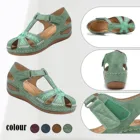 Женские сандалии, модные повседневные шлепанцы на танкетке, разноцветные сандалии с вышивкой, шлепанцы, летняя пляжная обувь размера плюс D14 #