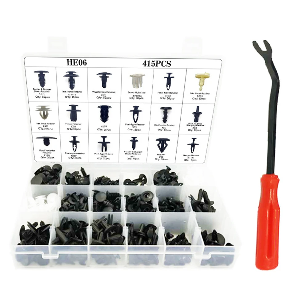 

415pcs Mixed Car Clips Bumper Door Trim Panel Fastener Rivet Easily Installation Personal Car Elements Puller for Ford