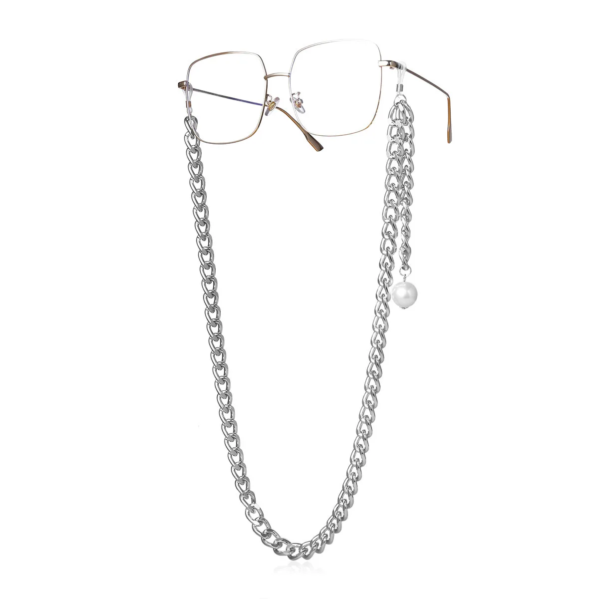

Thick Chain Imitation Pearl Tassel Pendant Geometric Eyewear Chain