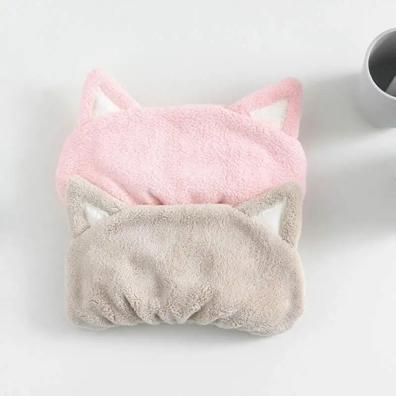 Милый мультяшный фен для волос полотенце кошачьи уши сухая шапка коралловый флис