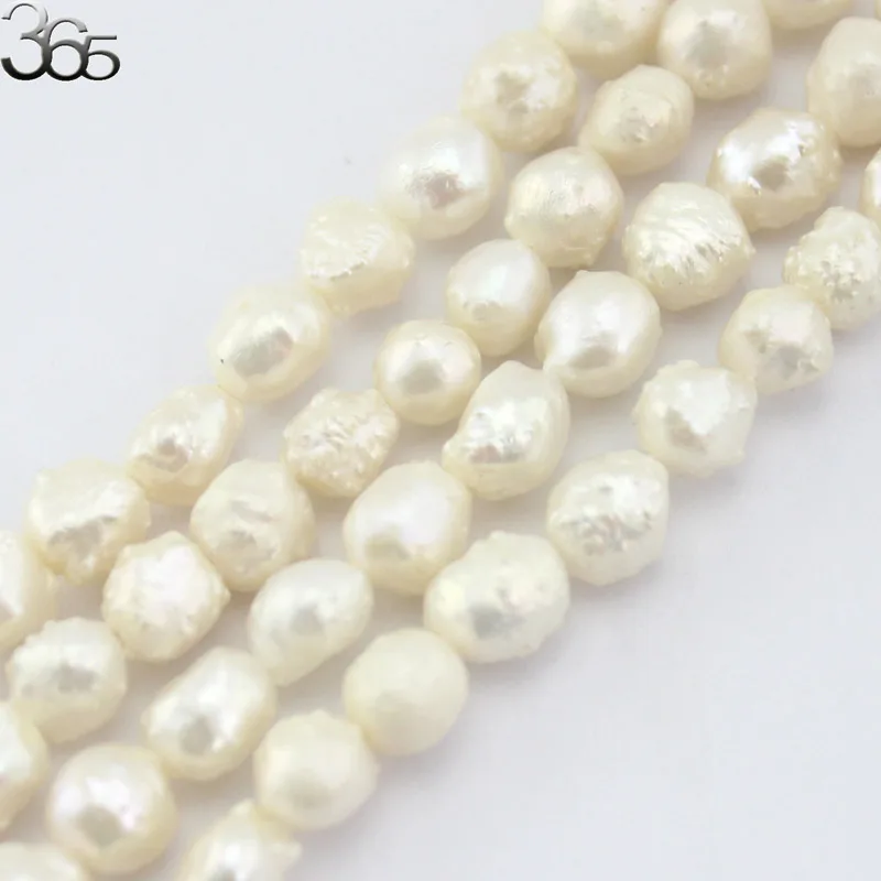 7-8mm White Pink Natural Nearly Round Reborn Keshi Edison Freshwater Pearl Beads Strand, 15-Inch image 3