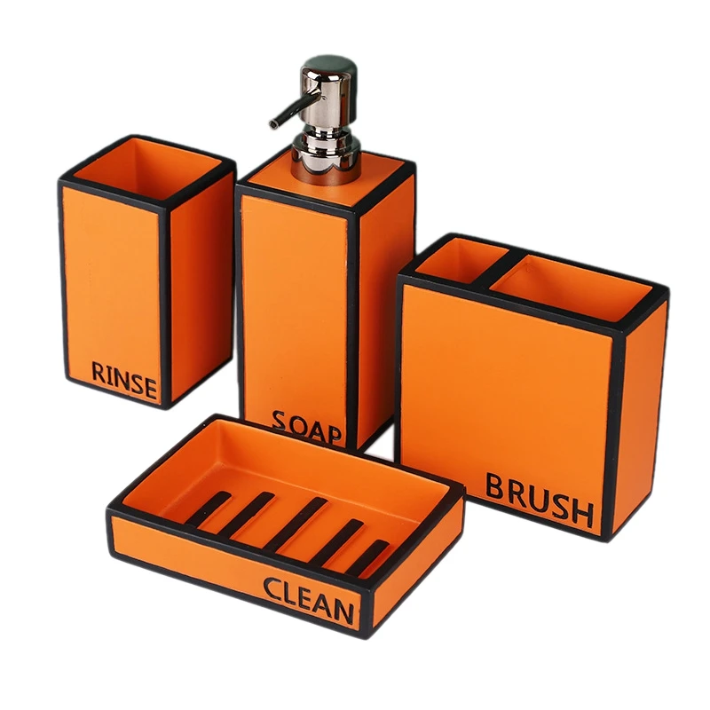 

4PC Resin Bathroom Accessories Toothbrush Holder Set, Contain Toothbrush Cup,Soap Dispenser,Soap Dish,Tumbler