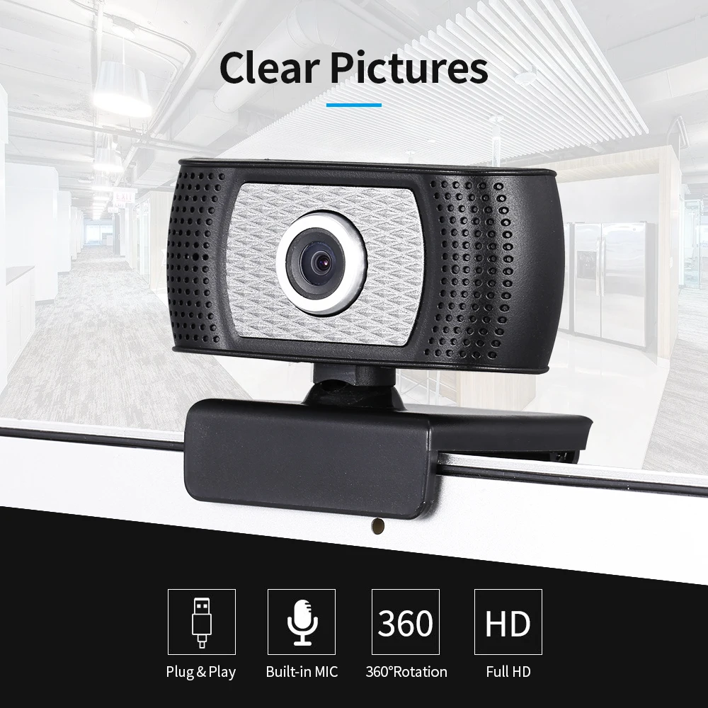 

720P High-Definitio Webcam USB Web Camera Noise-reduction Microphone Laptop Computer Camera USB Plug and Play for Laptop Desktop
