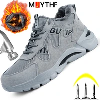 grey safety shoes men winter boots steel toe shoes work boots light sneakers indestructible shoes anti puncture protective shoes