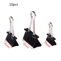 10pcslot black metal binder clips 19mm 25mm 32mm notes letter paper clip office supplies binding securing clips hot