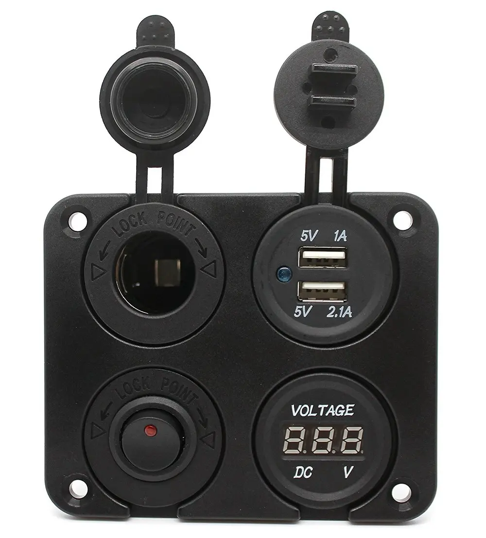 Автомобильное зарядное устройство с двумя USB-портами 3 1 А вольтметр кнопка