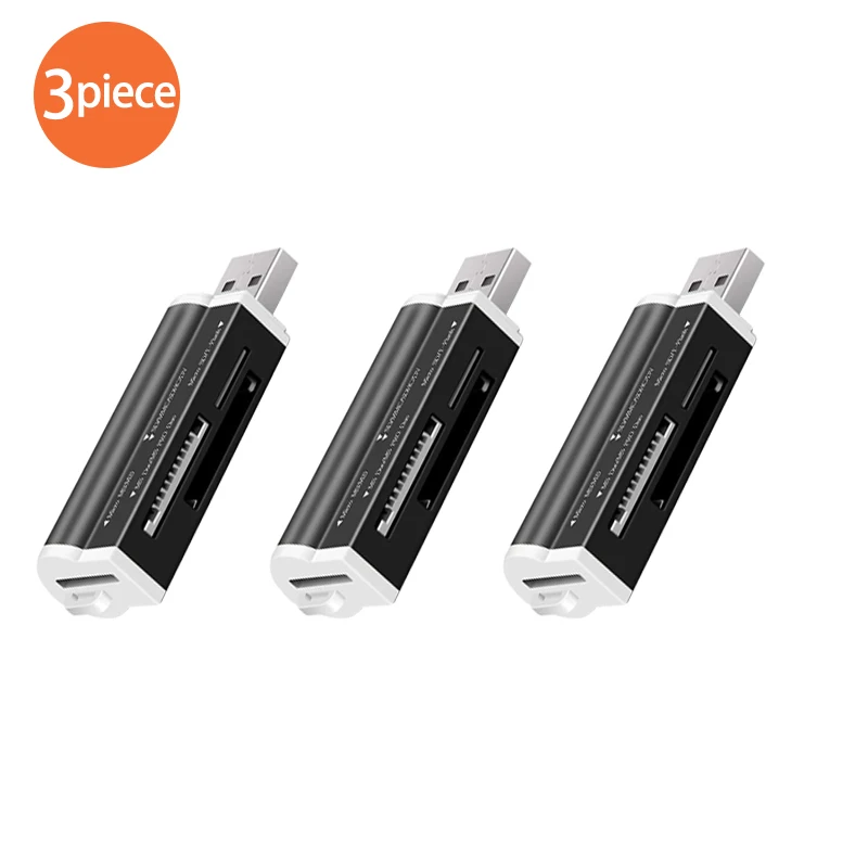 black-3 piece USB 2,0 Micro SD кард-ридер для Micro SD карты TF карта адаптер Plug and Play для ноутбука настольного ПК - Цвет: black-3 piece