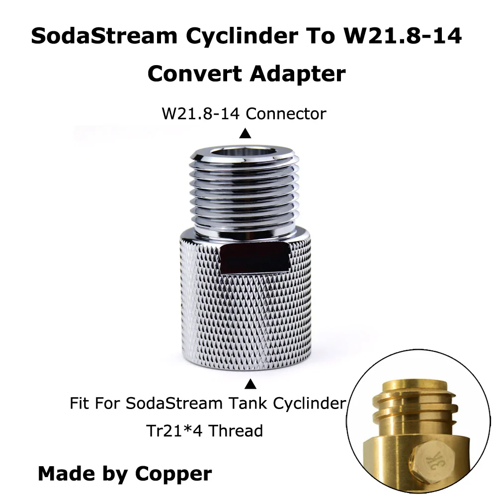 Copper SodaStream цилиндр для W21.8-14 адаптер преобразования для аквариумных рыб или домашнего пивоварения бочонок Co2 регуляторы резервуара - Цвет: Copper