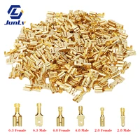 100pcslot 2 84 86 3mm female and male crimp terminal connector gold brasssilver car speaker electric wire connectors set