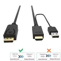 hdmi compatible to displayport hd cable adapter male to male converter 2m with usb power for macbook dell monitor hdtv ps4
