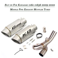 50 8mm motorcycle middle link pipe connect exhaust muffler tubes set system silp on for kawasaki zx 6r zx636 2009 2020