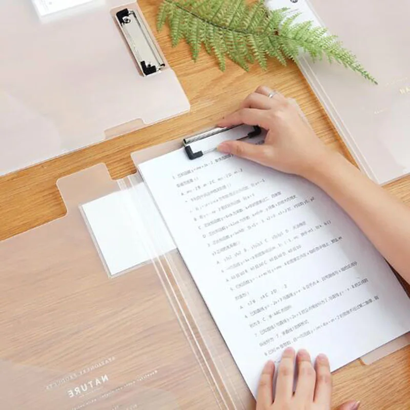 

Translucent Sanded PP Report Clamp A4 Filing Folder Writing Board Clamp Multifunctional Data Office School Supplies