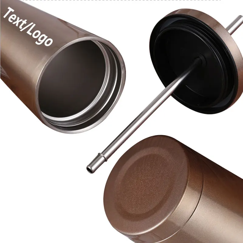 Модный дизайн кружка из нержавеющей стали с крышкой и соломинкой 500 мл кружки для