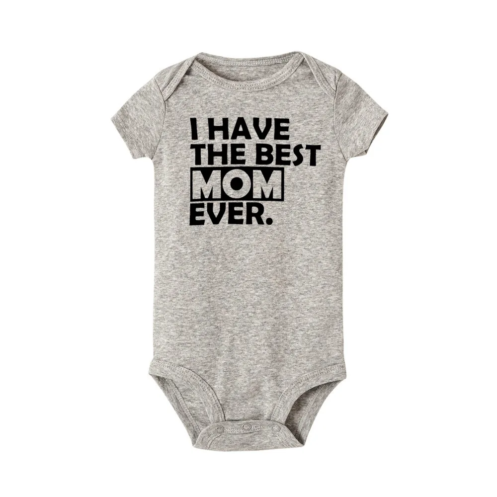 RA92-SRPGY- Хлопковый комбинезон для Близнецов с надписью «I Have The Best Dad and Mom Ever»; Забавный комбинезон для новорожденных мальчиков и девочек - Цвет: RA92-SRPGY-