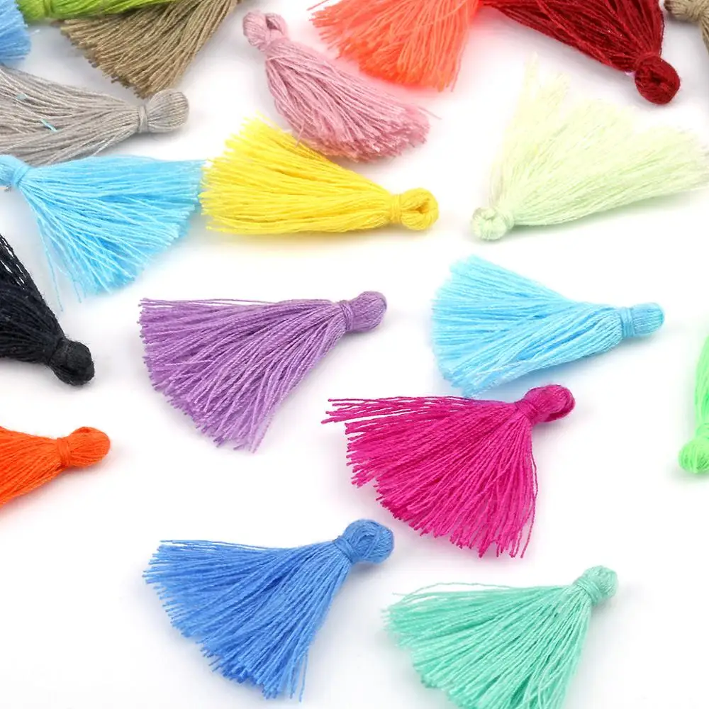 

50Pcs 3cm Mini Silk Tassel Earrings pendant Charms Crafts Silver End Caps Tassels Brush For DIY Jewelry Making Accessories