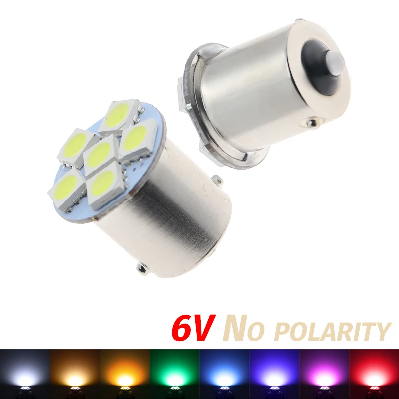 

10pcs 1156 P21W BA15S 6V 6SMD Various Color Non polarity Pinball Game Machine Led Bulbs Light white yellow