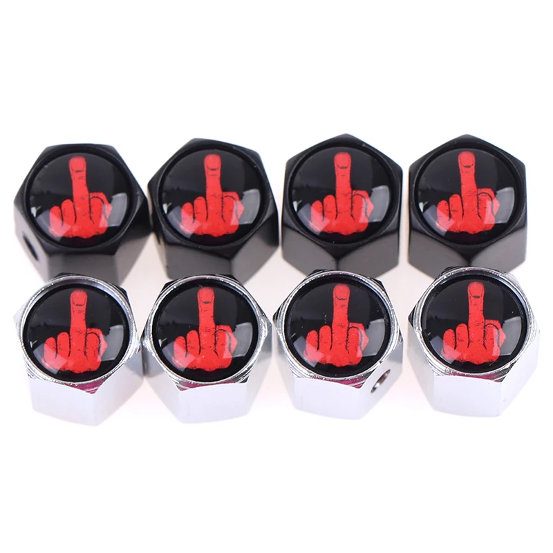 

4Pcs Car Styling Zinc Alloy Anti-theft Middle Finger Style Car Tire Valve Caps