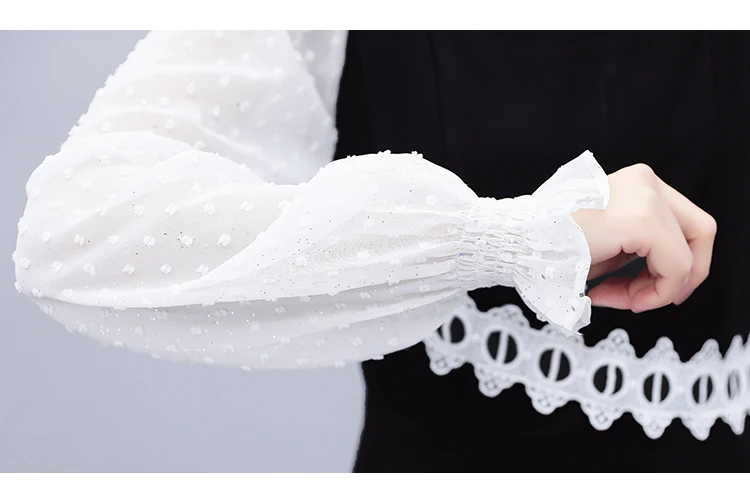 

2021 Spring Chiffon Dress Plus Size Women's Black Lotus Leaf Sleeves Receiving Waist A-Line Hollow Dresses Female Fashion E534