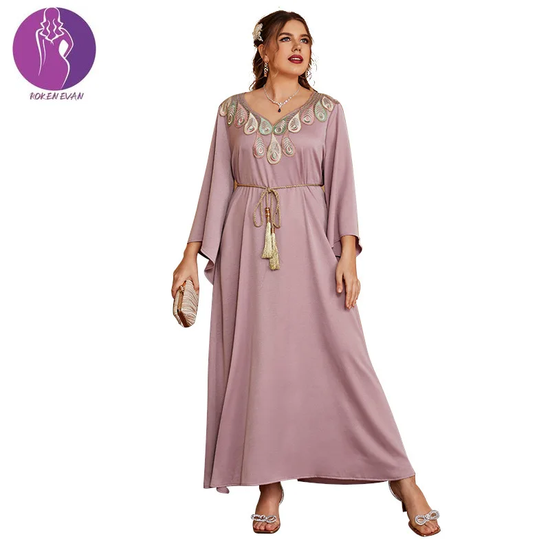 

Женское платье-Абая с вышивкой Roken, женское марокканское платье, женское платье в этническом стиле, 2021