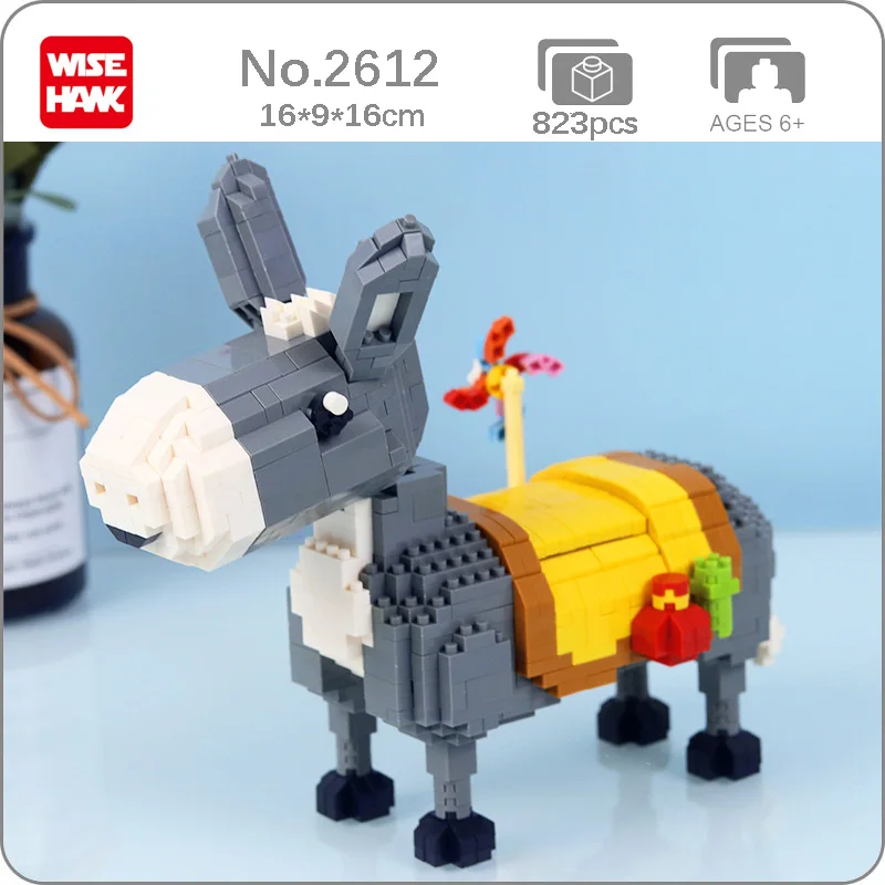 

Weagle 2612 Animal World Donkey Horse Windmill Pet 3D Model DIY Mini Diamond Blocks Bricks Building Toy for Children no Box