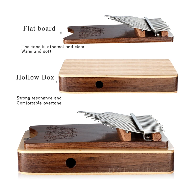 Combination Kalimba Hluru A 21key Thumb Piano Hollow Side Sound Hole  Mbira Keyboard Instrument High Quality Calimba Music Box