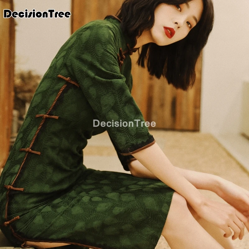 2021 вышивка Традиционный китайский язык женское платье с коротким рукавом vestidos