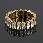 Кольцо женское из нержавеющей стали золотого цвета, модное роскошное кольцо с кубическим цирконием, Очаровательная багета, Ювелирное Украшение для вечеринки