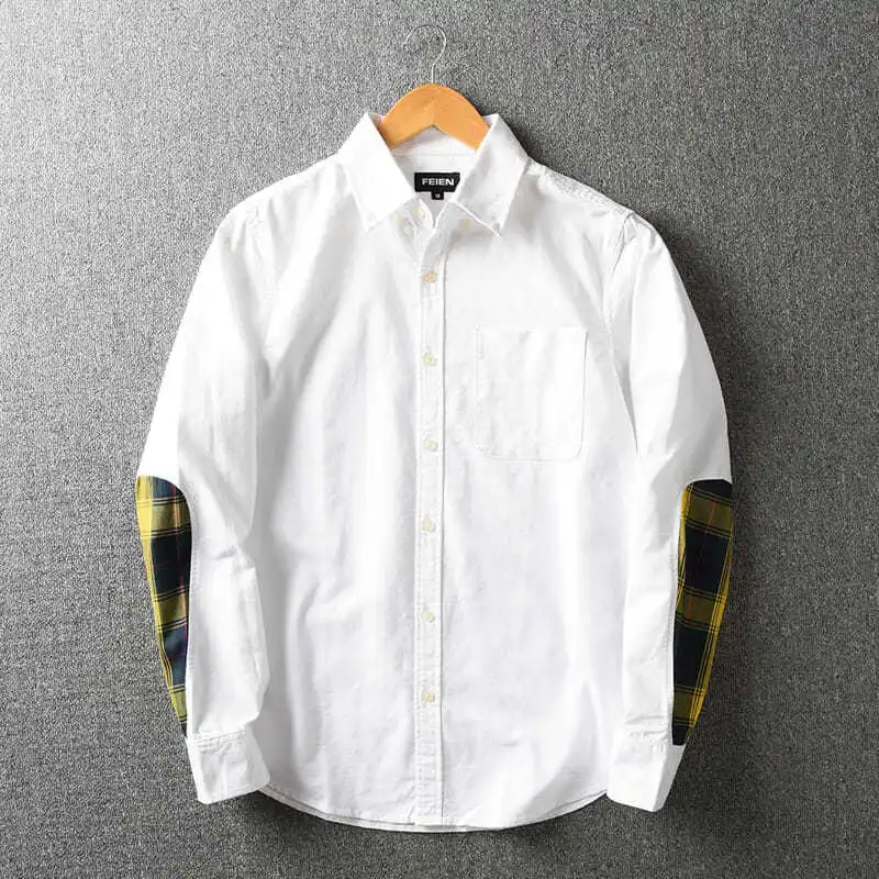 Новинка осени 2020 Мужская модная Ретро Рубашка с длинными рукавами и лацканами 100%