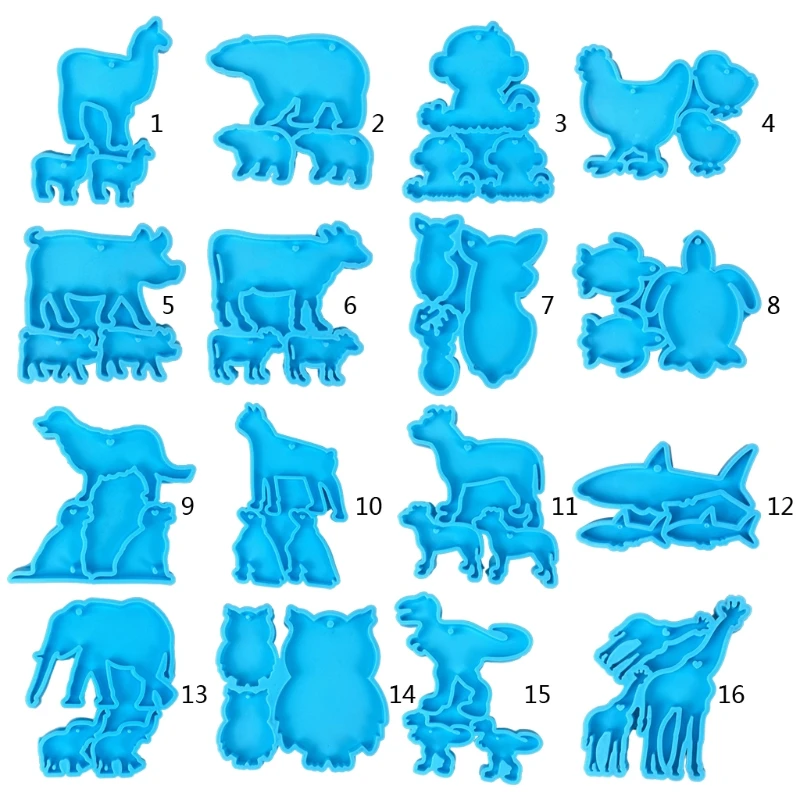 

Animal Shaped Keychain Epoxy Resin Mold Key Chain Pendants Silicone Mould DIY Crafts Decorations Casting Tools M7DD