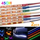 Гибкая Автомобильная Лента DRL для мотоцикла, декоративная лампа для атмосферы, 2 шт., 45 см, белого, синего, зеленого, красного, желтого цвета