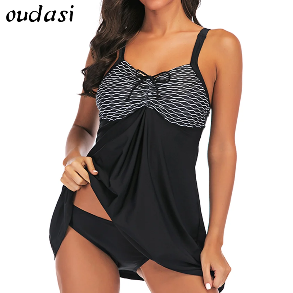 

Women's Solid Women's Solid Swimwear Triangle Two Pieces Swimsuit Ruched Tankini Bathing Suit Vintage Tummy Control Bodysuits