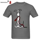 Забавная Мужская Футболка, темно-серые футболки, одежда из 100% хлопка, топы с рисунком yhound Dog с красным поводком, футболки на лето и осень