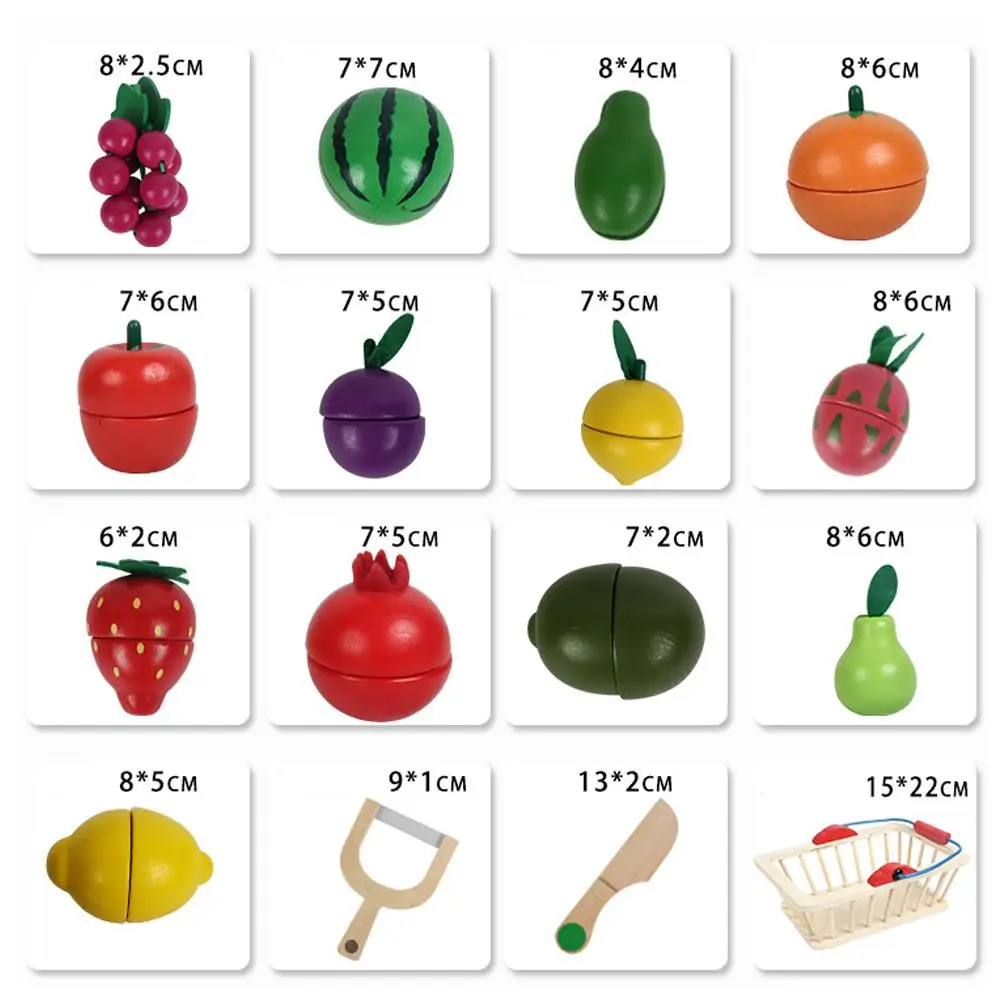 Набор из 14 предметов детский набор для резки фруктов деревянный Игровой