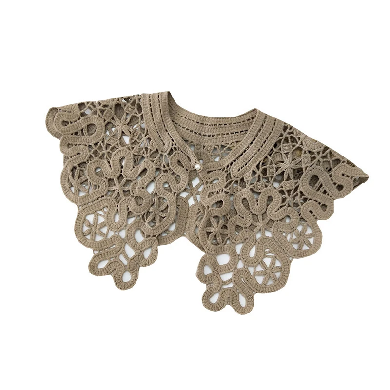 

Retro Fake Collars Shawl O-Neck Doll False Collar Shirt Women Hollow Out Crochet Lace Detachable Collar Half Shirt Faux Collar