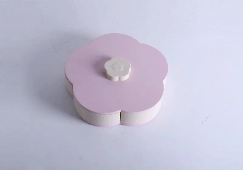 Small Single pink Двойной Слои в форме лепестка Вращающийся Конфеты коробочка, мыльница поднос для закусок пять сетки Сухофрукты чехол Пластик контейнер - Цвет: Small Single pink