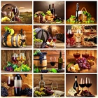 Алмазная 5D картина сделай сам, вышивка винным бисером, вышивка виноградом, картина стразы, мозаика, украшение для кухни и дома