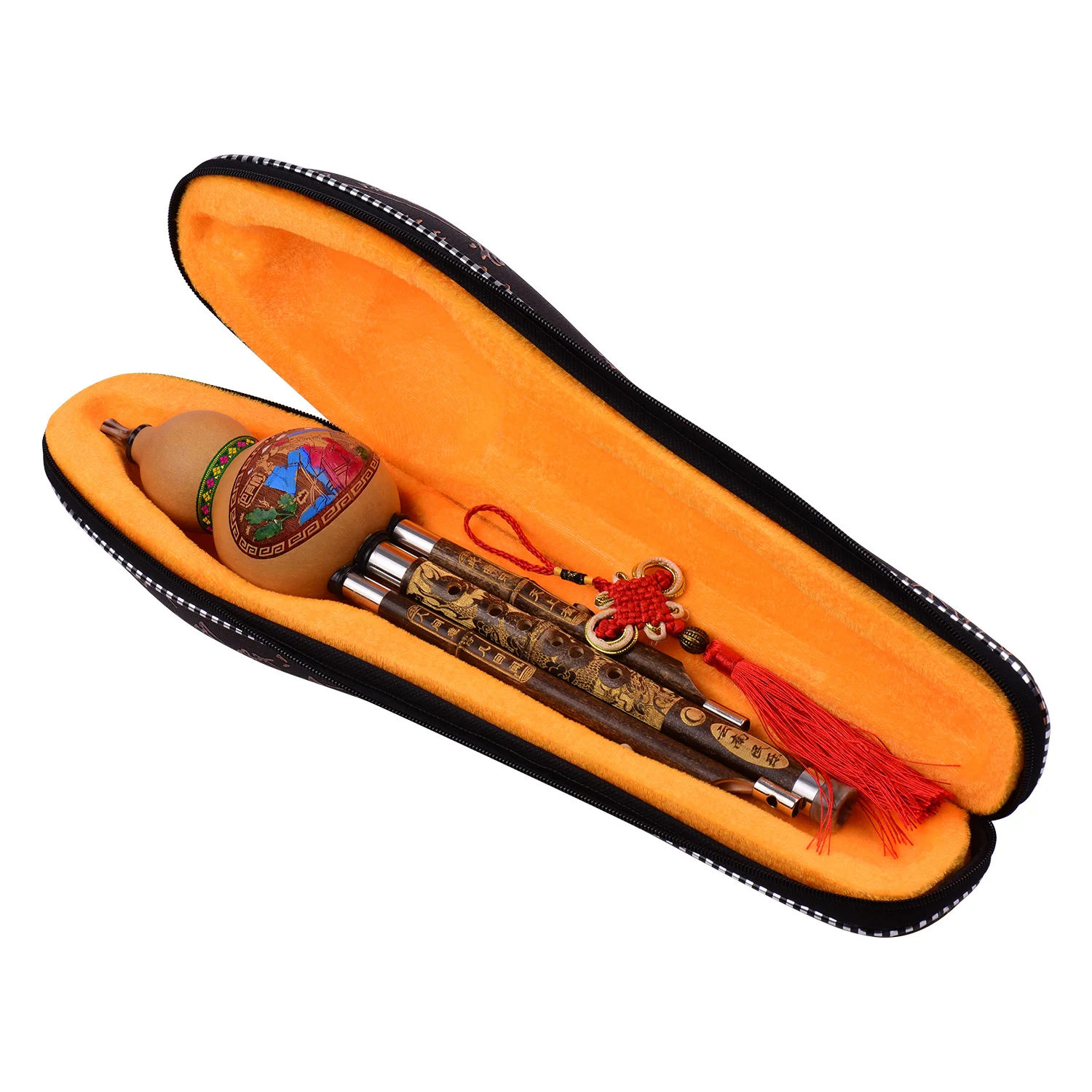 3 тона C-Key Hulusi Gourd Cucurbit Flute Black Bamboo pipe Традиционный китайский инструмент с китайским