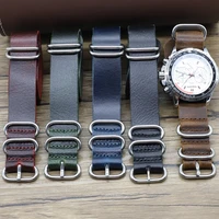 vintage genuine leather nato watch band strap 18mm 20mm 22mm 24mm handmade replacement zulu strap for watch accessories